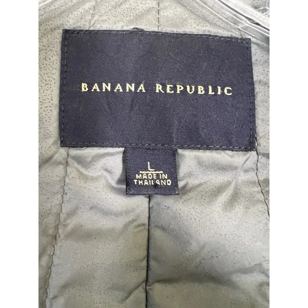 Banana Republic Wool Blazer & Removable Insulated Lining‎ Mens L Gray Pinstripe